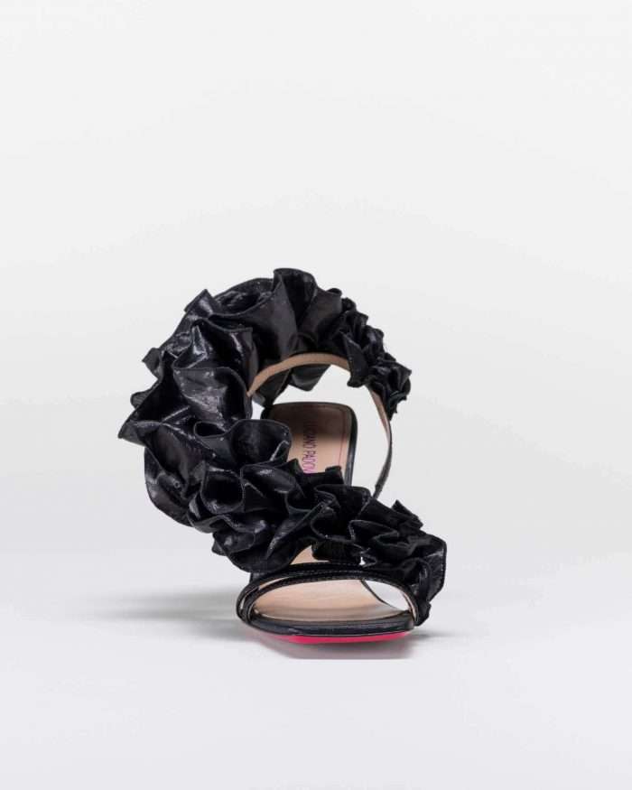 LUCIANO PADOVAN ROUCHE LINE SANDALO EMILY TESSUTO LUREX NERO In Saldo