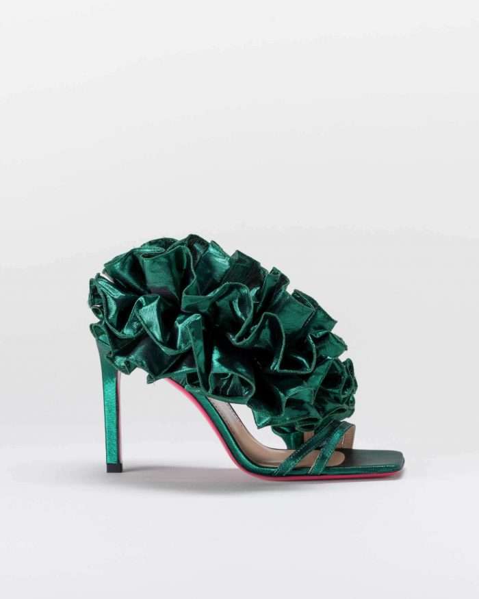 LUCIANO PADOVAN SANDALO EMILY TESSUTO LUREX VERDE Nuova