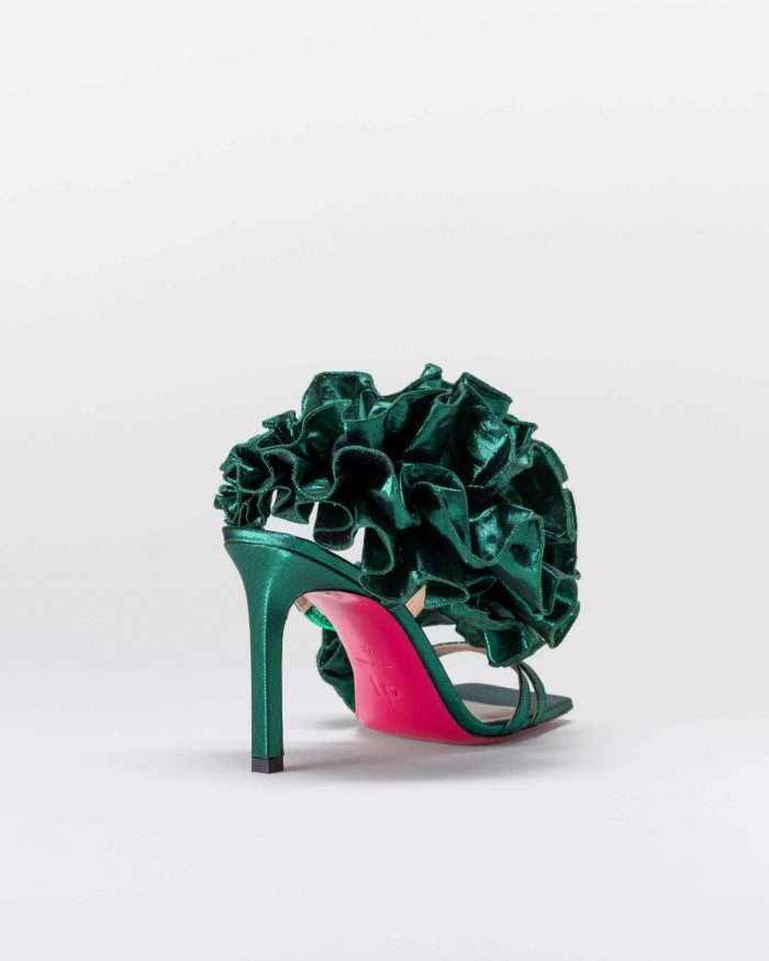 LUCIANO PADOVAN SANDALO EMILY TESSUTO LUREX VERDE Nuova