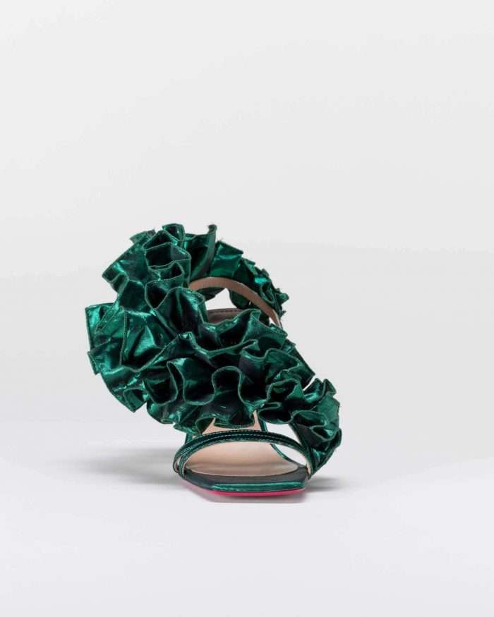 LUCIANO PADOVAN SANDALO EMILY TESSUTO LUREX VERDE Nuova