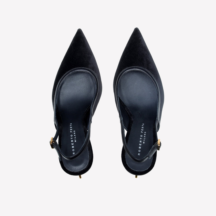 Roberto Festa SLINGBACK IN VELLUTO CON TACCO SCULTURA LOGO SANDY Hotsell