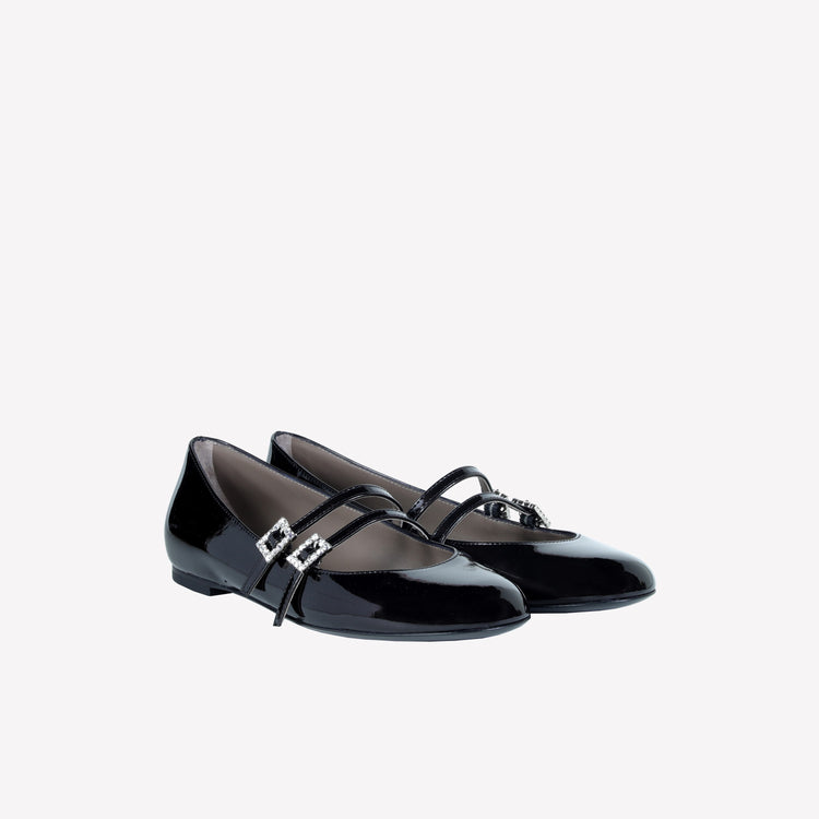 Roberto Festa BALLERINA IN VERNICE CON DOPPIO CINTURINO E FIBBIE STRASS DITS Moda