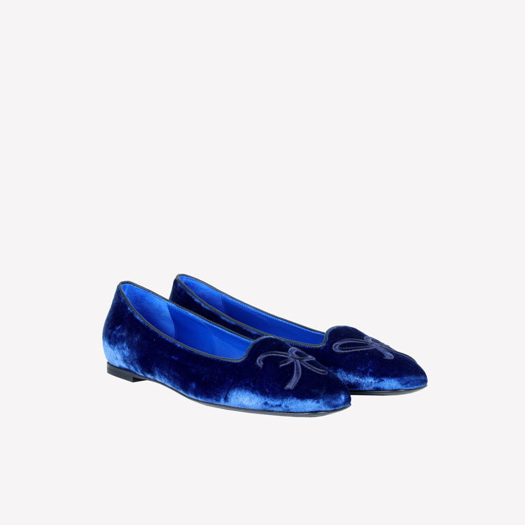 Roberto Festa BALLERINA IN VELLUTO BLU CHINA CON RICAMO RF FELIX Italy