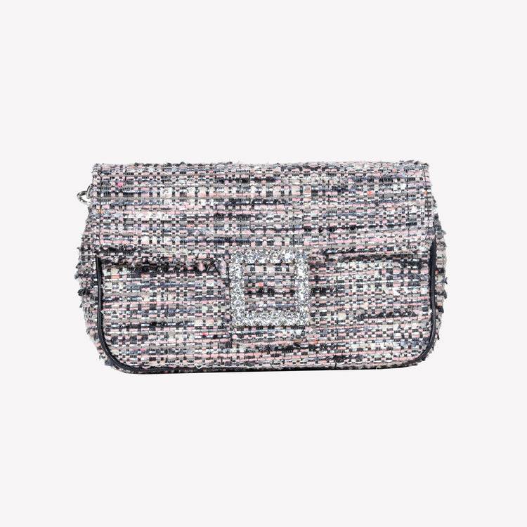 Roberto Festa BORSA A SPALLA IN TESSUTO MULTICOLOR CON ACCESSORIO FIBBIA QUADRA CON CRISTALLI LUNETTE Outlet