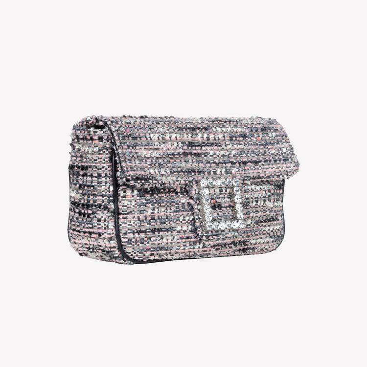 Roberto Festa BORSA A SPALLA IN TESSUTO MULTICOLOR CON ACCESSORIO FIBBIA QUADRA CON CRISTALLI LUNETTE Outlet