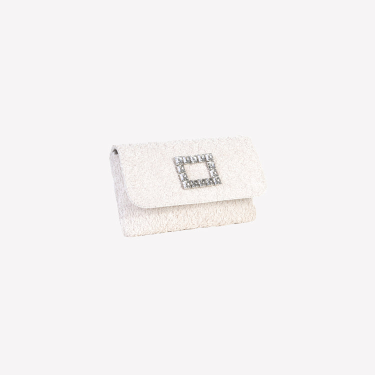 Roberto Festa BORSA IN BOUCLE CALCE CON ACCESSORIO STRASS CAPRI LUX Spedizione Gratuita