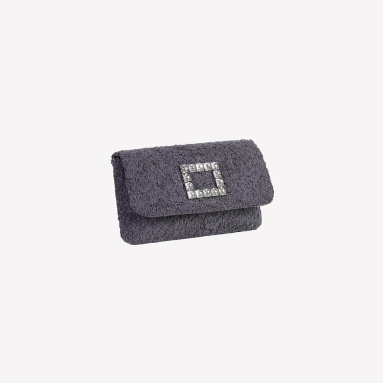Roberto Festa BORSA IN BOUCLE NERO CON ACCESSORIO STRASS CAPRI LUX Pezzi Unici