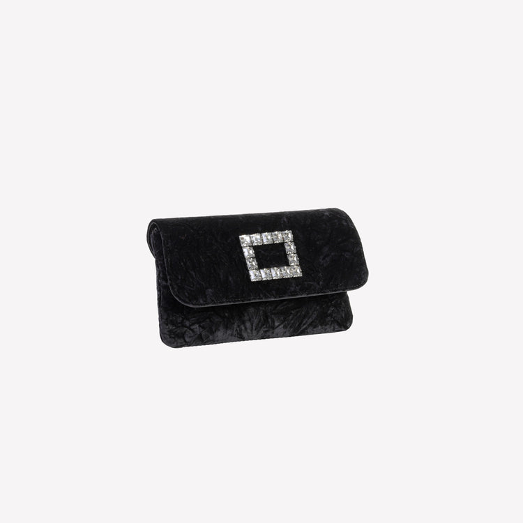 Roberto Festa BORSA IN VELLUTO NERO CON ACCESSORIO STRASS CAPRI LUX Soddisfazione Garantita