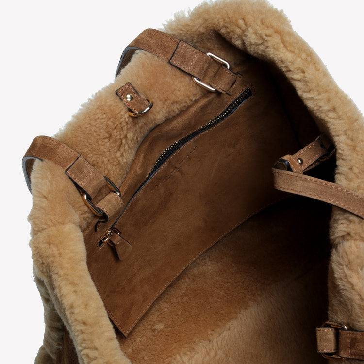 Roberto Festa BORSA SHOPPING IN CAMOSCIO LIGHT BRUCIATO CON RIPORTI IN MONTONE MIELE RAISSA Fino Al -60%