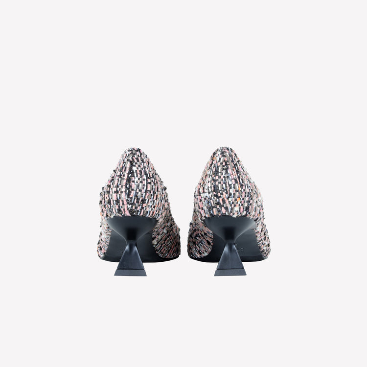 Roberto Festa DECOLLETE’ IN TESSUTO MULTICOLORE CON FIBBIA QUADRA STRASS EVILLY Presa
