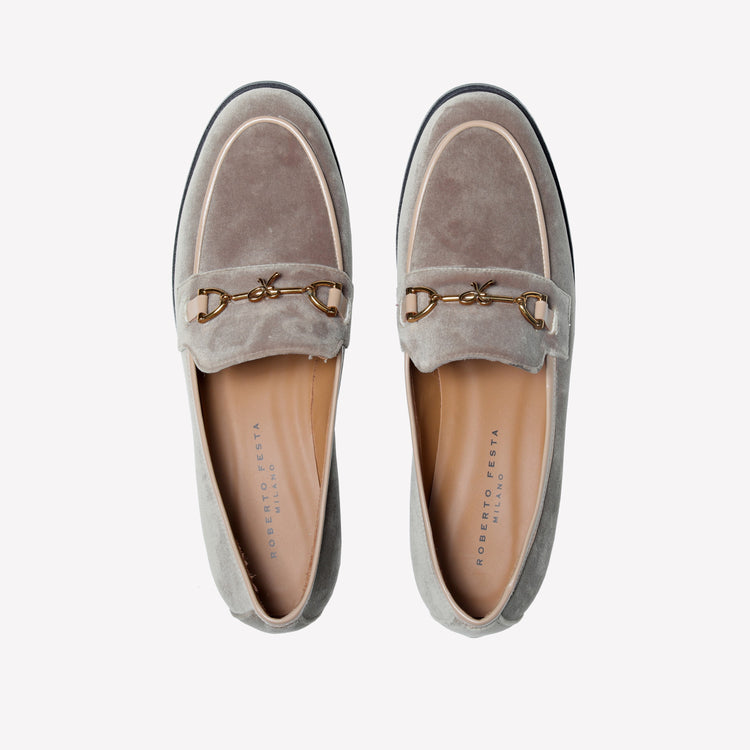 Roberto Festa MOCASSINO IN VELLUTO VOLPE CON ACCESSORIO MORSETTO ORO AXEL Outlet