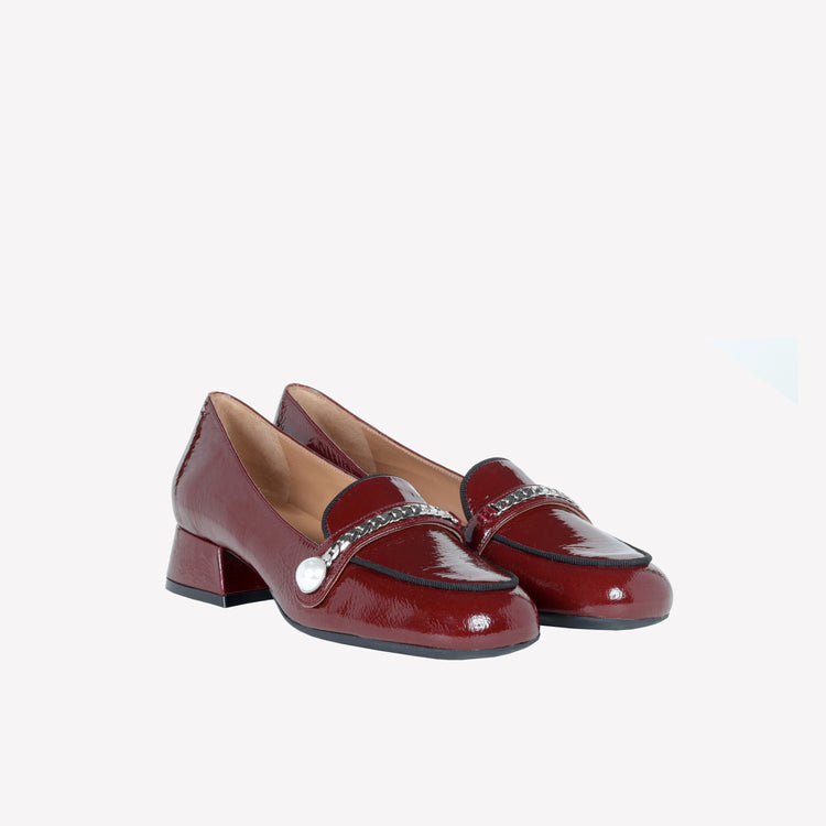 Roberto Festa MOCASSINO IN VERNICE BORDEAUX CON ACCESSORIO CATENA ARGENTO DODI Offerte