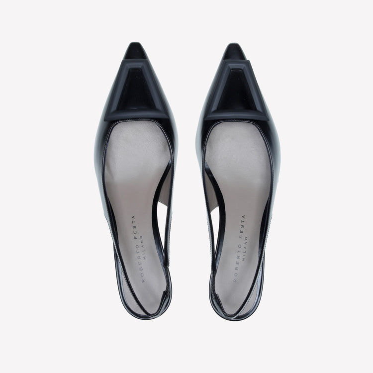 Roberto Festa SLINGBACK IN VITELLO SPAZZOLATO NERO CON FIBBIA GOMMATA DORIEN Hotsell