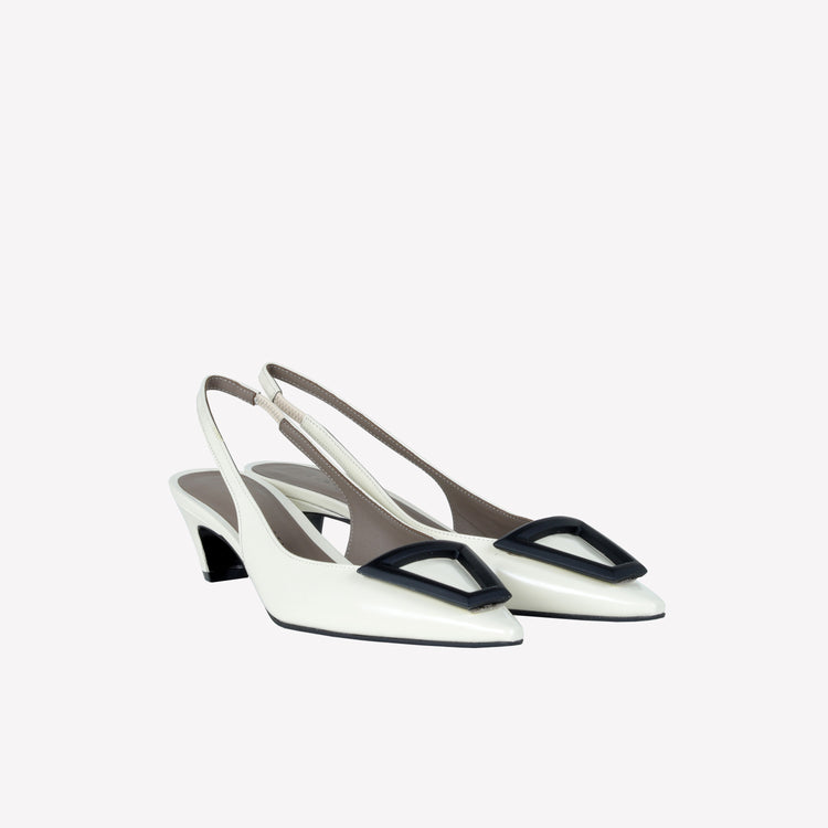 Roberto Festa SLINGBACK IN VITELLO SPAZZOLATO OFF WHITE CON FIBBIA GOMMATA DORIEN Vendita Calda