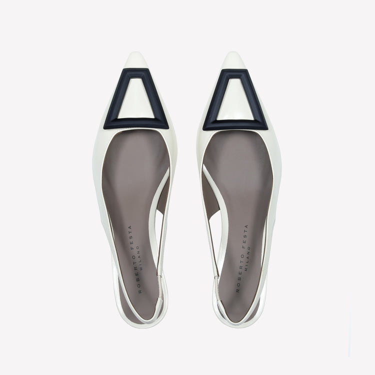 Roberto Festa SLINGBACK IN VITELLO SPAZZOLATO OFF WHITE CON FIBBIA GOMMATA DORIEN Vendita Calda