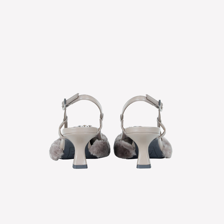 Roberto Festa SLINGBACK IN VISONE NUTRIA CON FIBBIA QUADRA CON CRISTALLI STEFI Italia