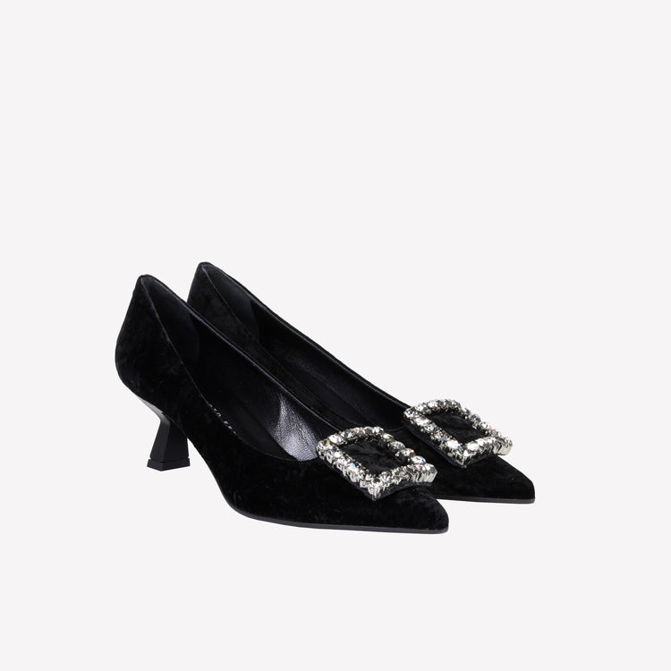 Roberto Festa DÉCOLLETÉ IN VELLUTO NERO CON ACCESSORIO STRASS EVILLY Fino Al -60%