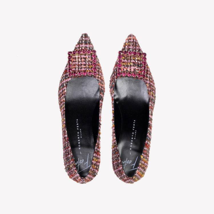 Roberto Festa DÉCOLLETÉ IN BOUCLÉ MULTICOLOR CON ACCESSORIO STRASS EVILLY Shopping Online