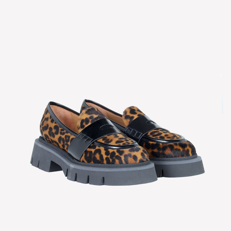 Roberto Festa MOCASSINO IN PELLE DI VITELLO CON STAMPA LEOPARDATA ALIAH Offerta