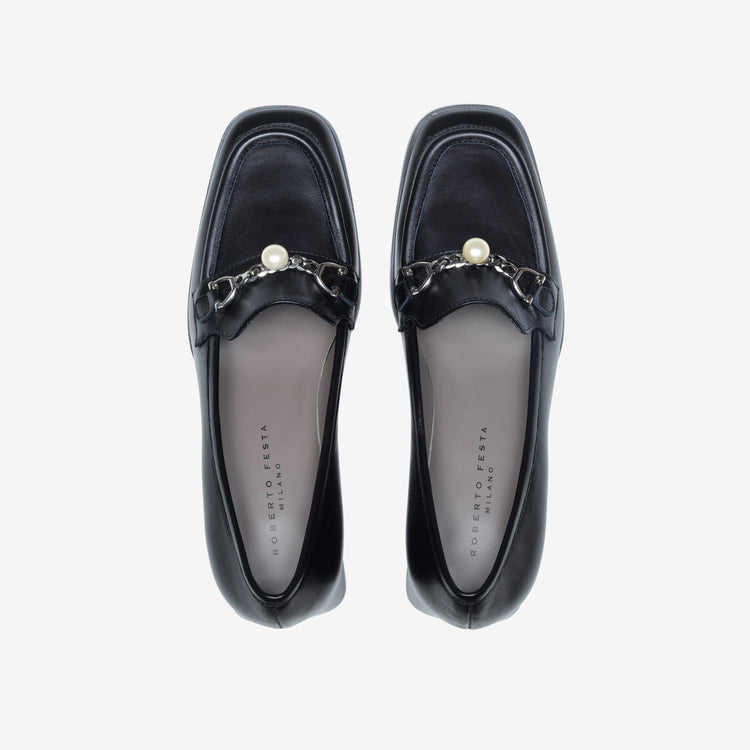 Roberto Festa MOCASSINO IN NAPPA NERO CON ACCESSORIO PERLA GERT Economico