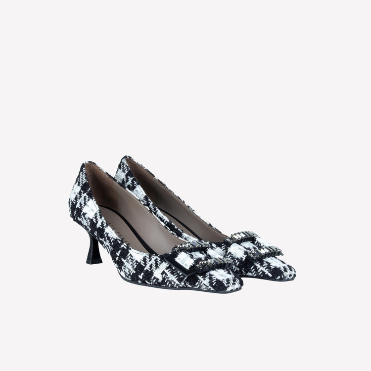 Roberto Festa DECOLLETE’ IN TWEED CON FILI LUREX E FIBBIA CON CRISTALLI BAGUETTE ONLY Fino al 65% di sconto