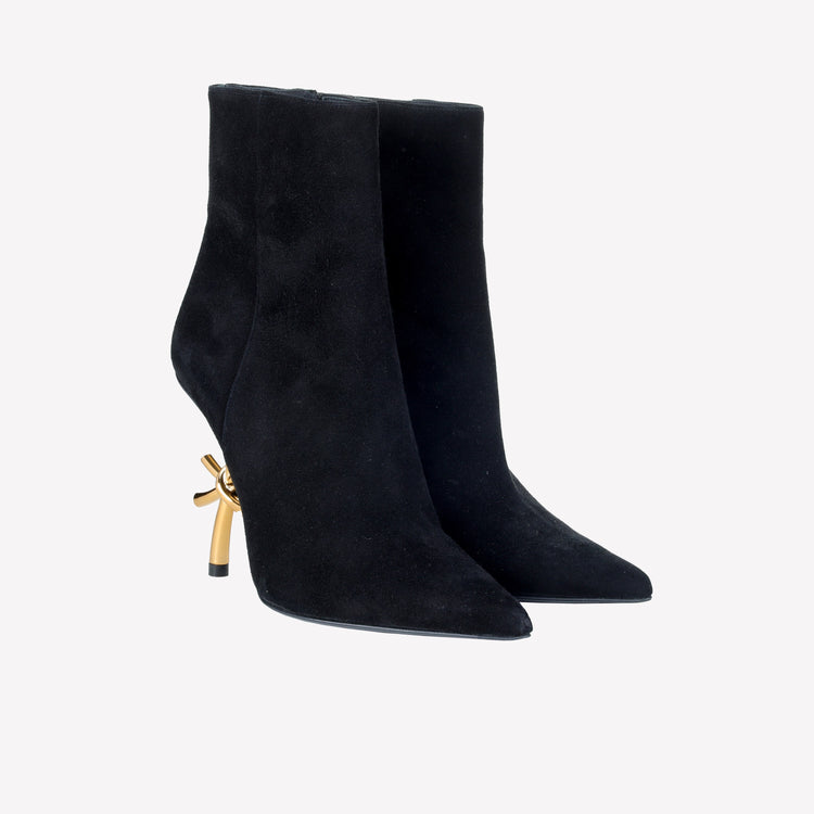 Roberto Festa ANKLE BOOT IN CAMOSCIO CON TACCO SCULTURA LOGO SCARLETT Vendita Calda