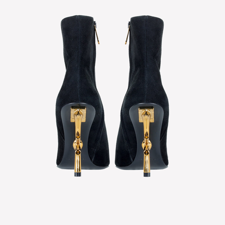 Roberto Festa ANKLE BOOT IN CAMOSCIO CON TACCO SCULTURA LOGO SCARLETT Vendita Calda
