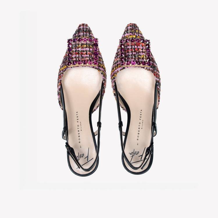 Roberto Festa slingback in pave multicolor e accessorio strass stefy Vendita Economica