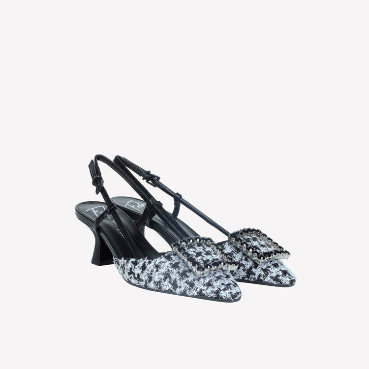 Roberto Festa slingback in poule nero e accessorio strass stefy Saldi Di Fabbrica