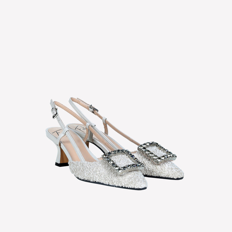 Roberto Festa slingback in boucle cream e accessorio strass stefy I Più Venduti