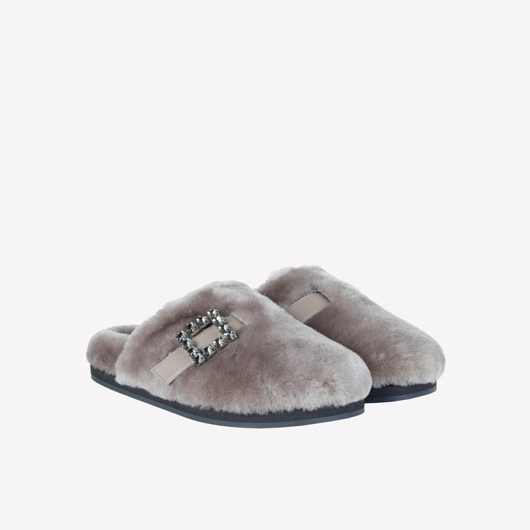 Roberto Festa MULES IN MONTONE NUTRIA CON FIBBIA CRISTALLI MARCUS Vendite Flash