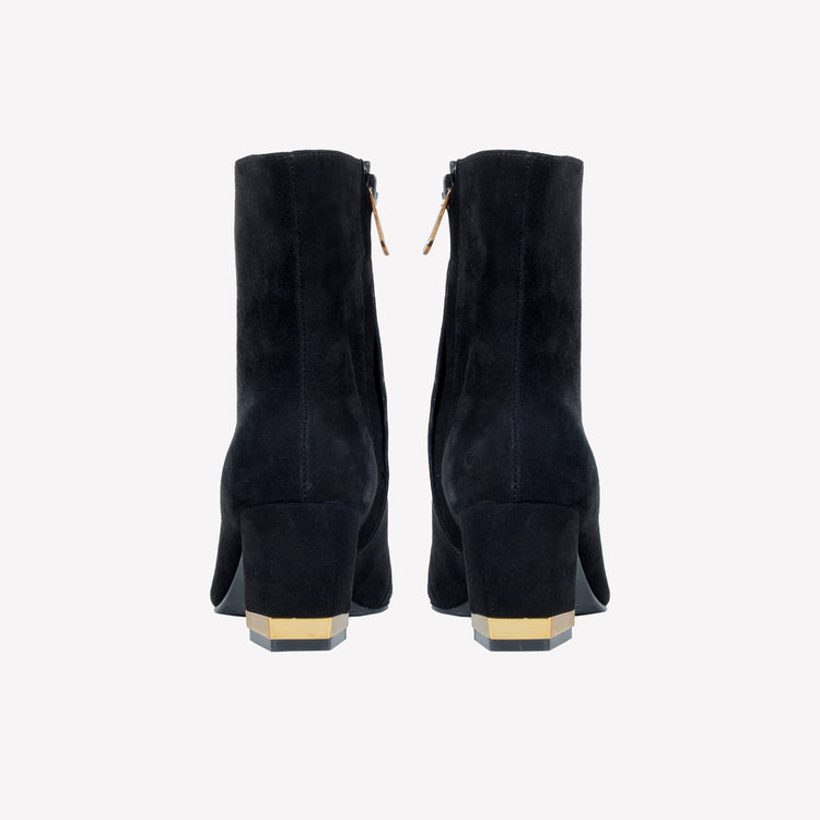 Roberto Festa ANKLE BOOT IN CAMOSCIO CON DETTAGLIO METALLICO COLOR ORO AMBRATO RISAS Nuovo