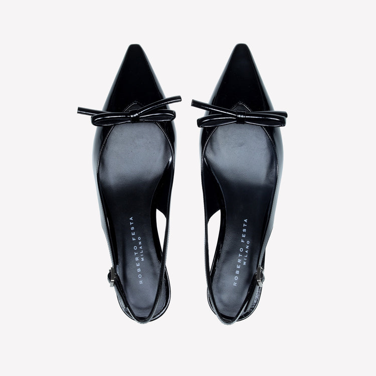 Roberto Festa SLINGBACK IN VERNICE NERA CON FIOCCHETTO SENYA Offerte