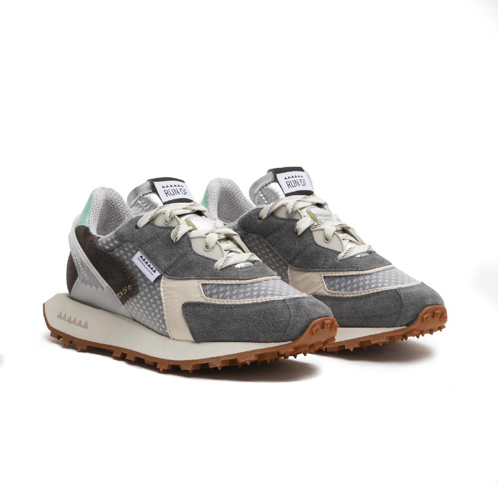 RUN OF Abelia sneakers in pelle scamosciata e rete di nylon con talloncino in pelle % Vendita Calda