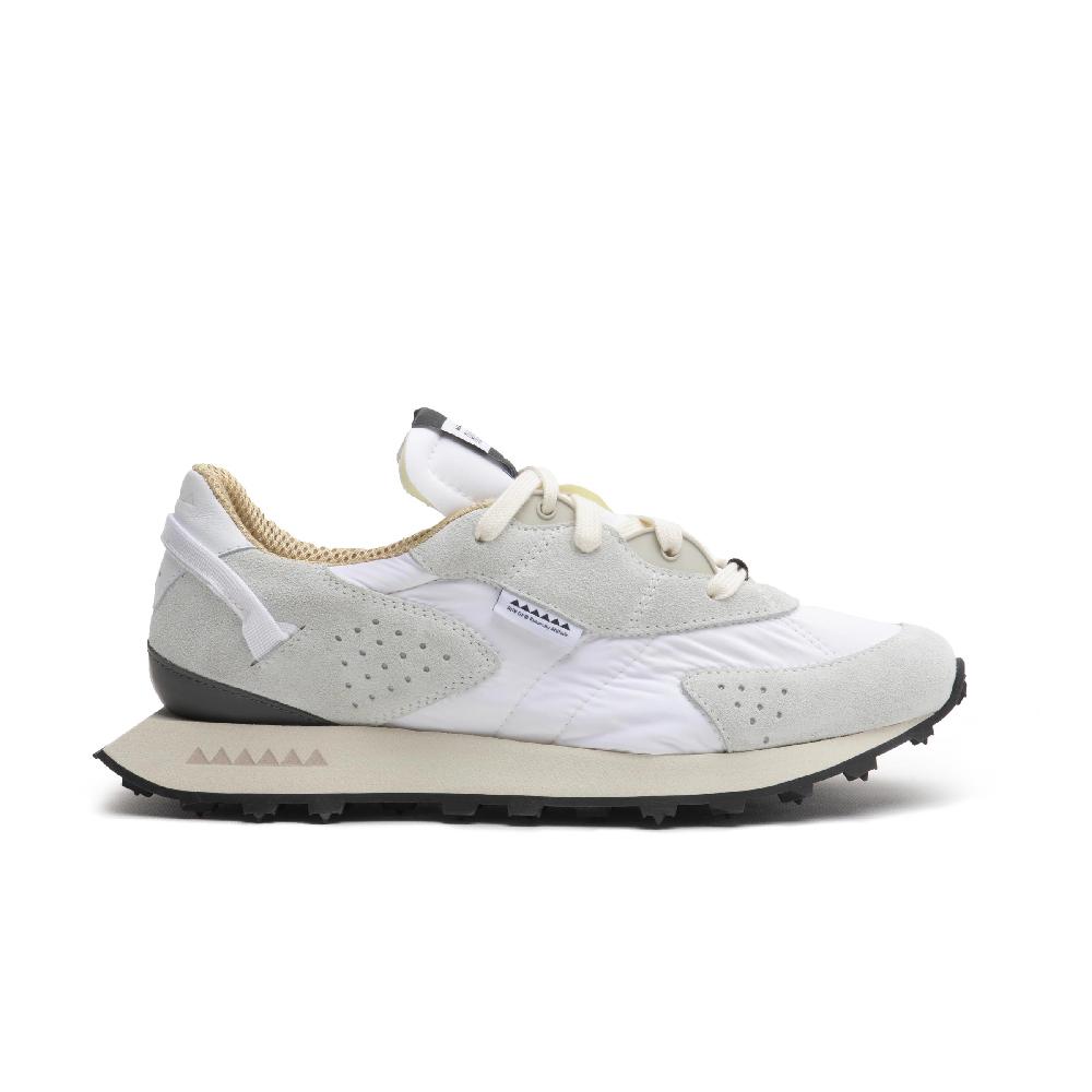 RUN OF Neon sneakers in pelle scamosciata e nylon bianco Saldi Di Fabbrica