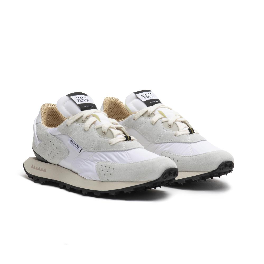 RUN OF Neon sneakers in pelle scamosciata e nylon bianco Saldi Di Fabbrica