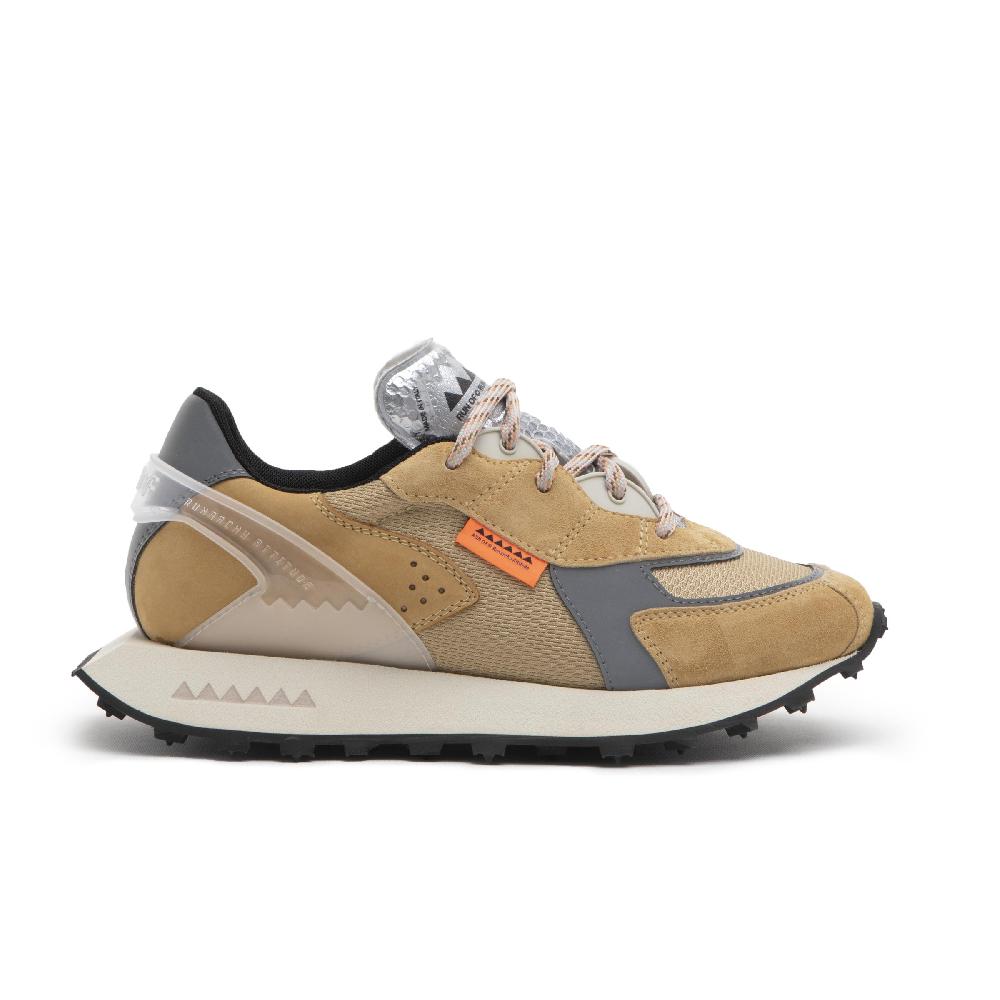 RUN OF Atene sneakers in pelle scamosciata marrone chiaro nabuk e nylon Vendite Flash