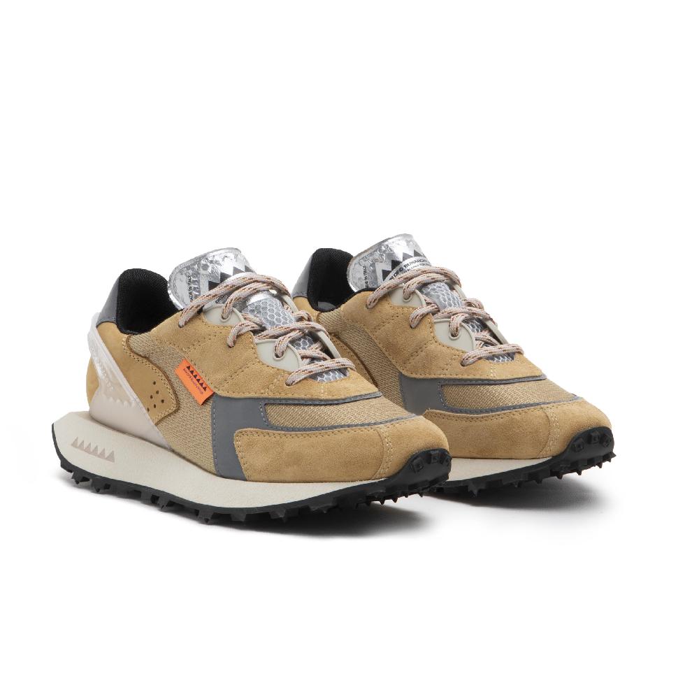 RUN OF Atene sneakers in pelle scamosciata marrone chiaro nabuk e nylon Vendite Flash