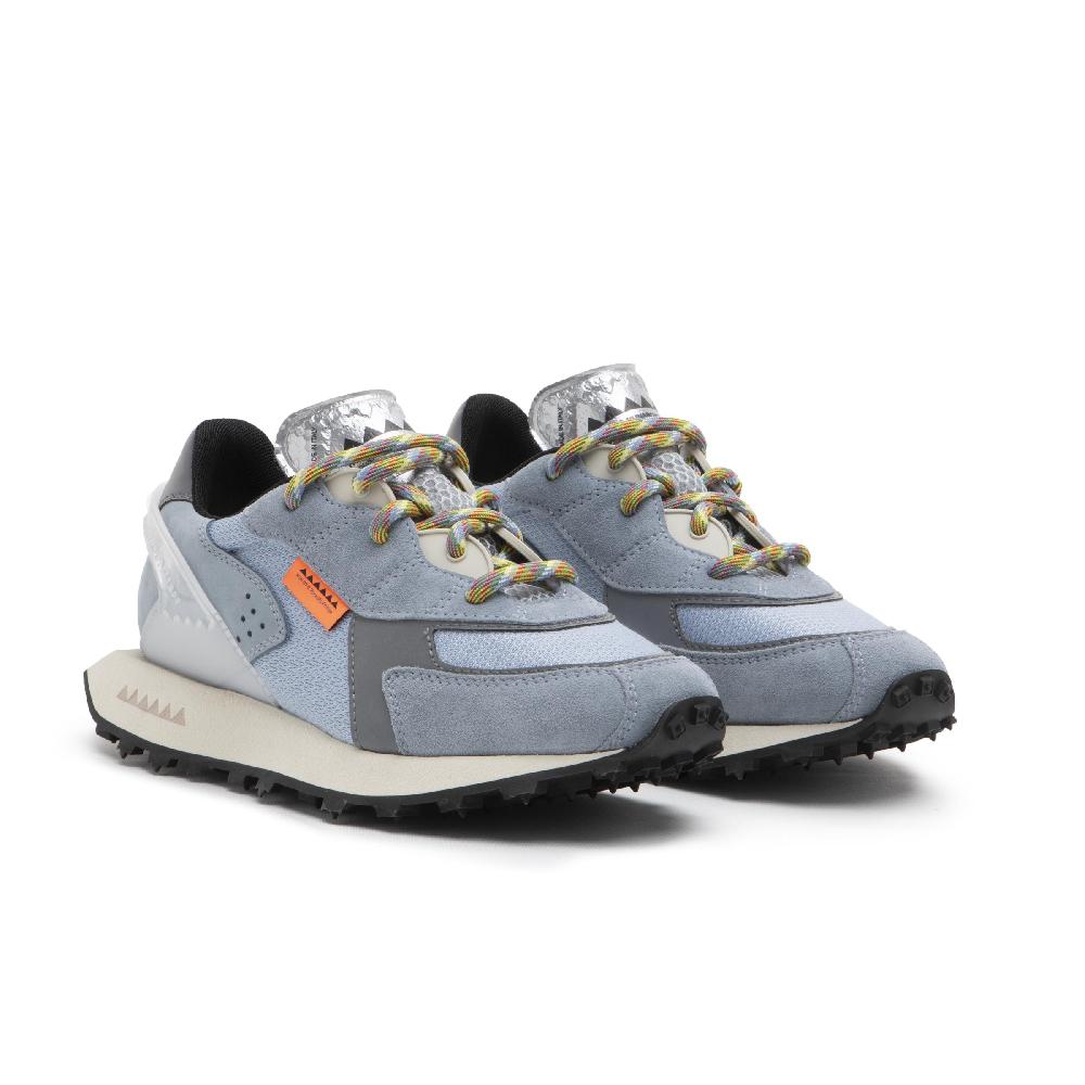 RUN OF Stramilano sneakers celesti in pelle scamosciata nabuk e nylon In Saldo