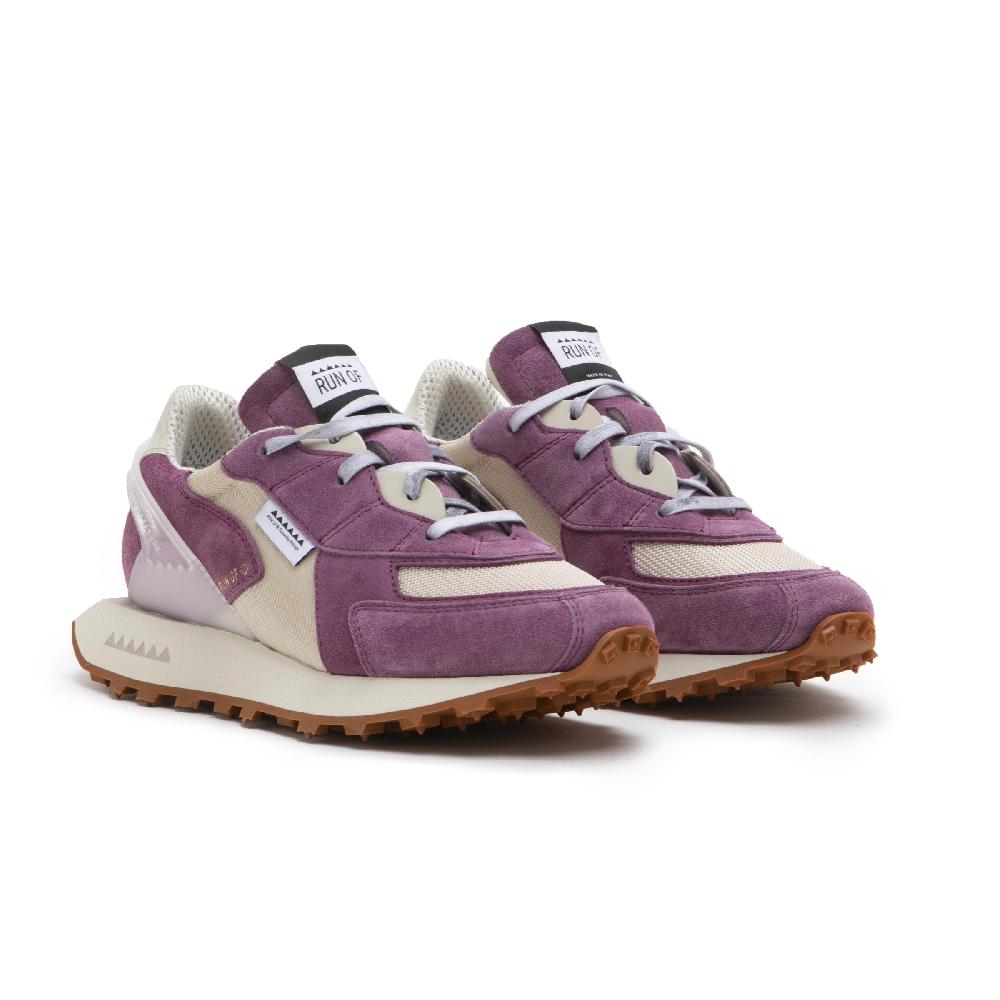 RUN OF Grape sneakers in pelle scamosciata viola e mesh Italy