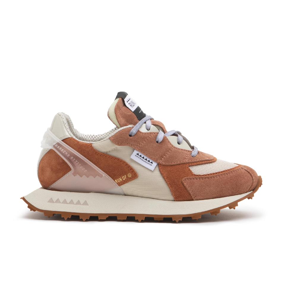RUN OF Vibe sneakers in suede color mattone e mesh 2025