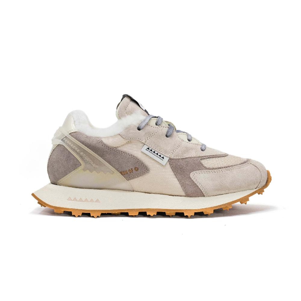 RUN OF Finch SH sneakers in pelle scamosciata shearling e nylon web ufficiale Nuovo
