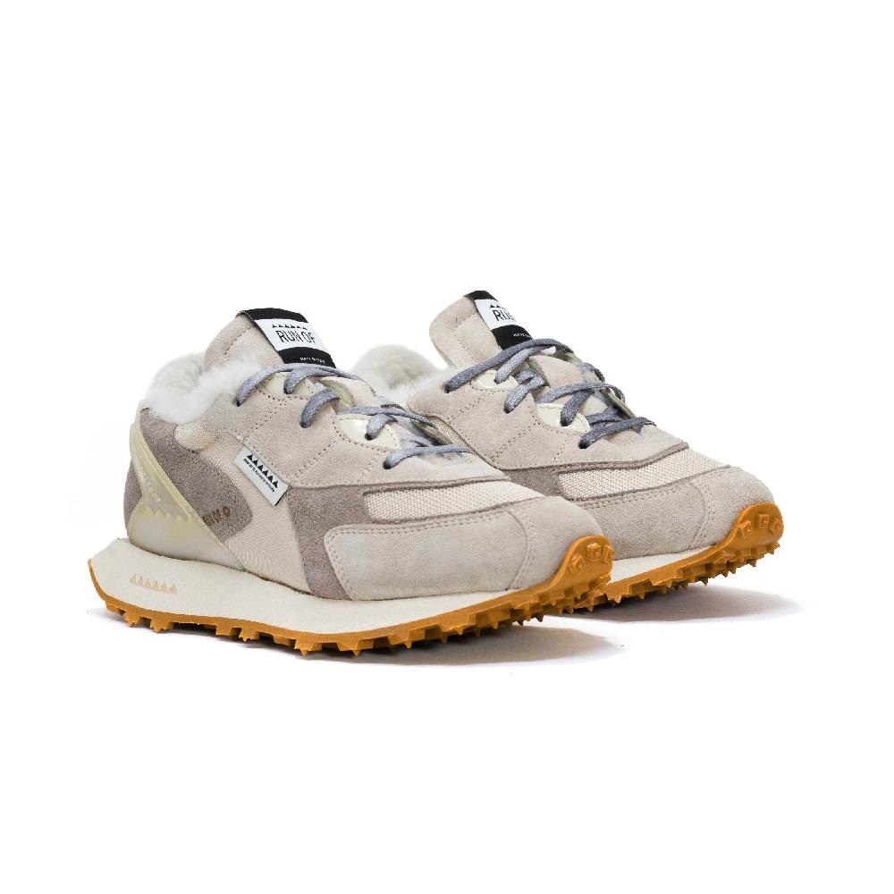 RUN OF Finch SH sneakers in pelle scamosciata shearling e nylon web ufficiale Nuovo