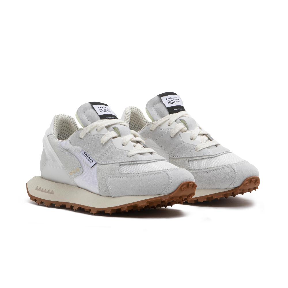 RUN OF Purity sneaker bianche in pelle scamosciata nylon e mesh Qualità