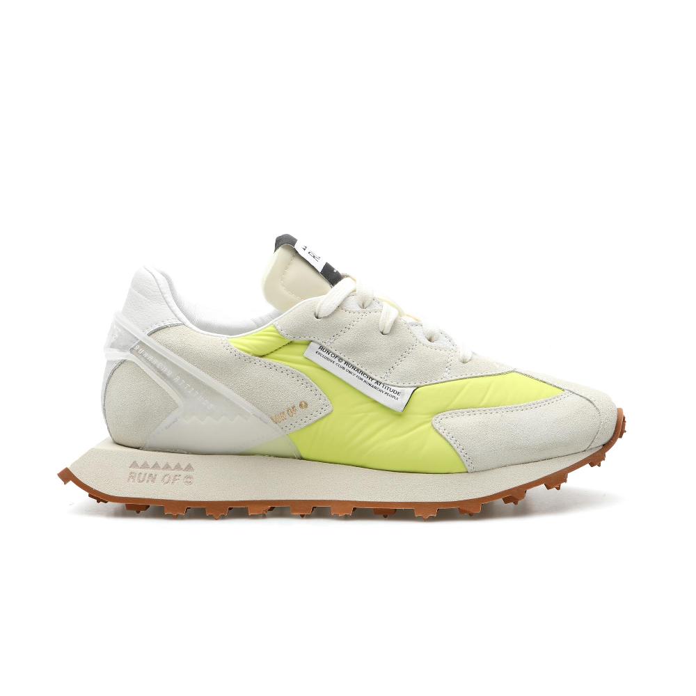 RUN OF Lime/B sneakers in pelle scamosciata e nylon color lime Vendita