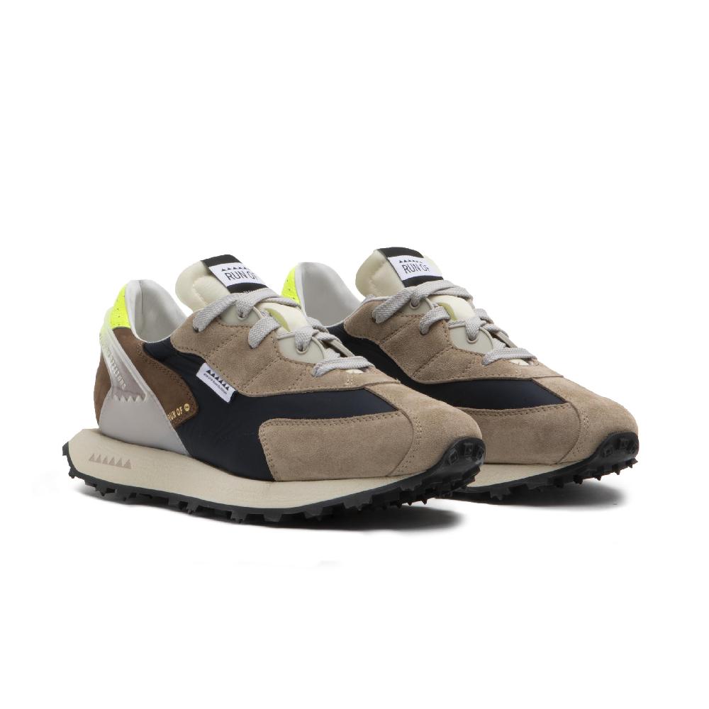 RUN OF Barrio sneakers in pelle scamosciata nylon e nabuk con talloncino in pelle gialla % Promozione
