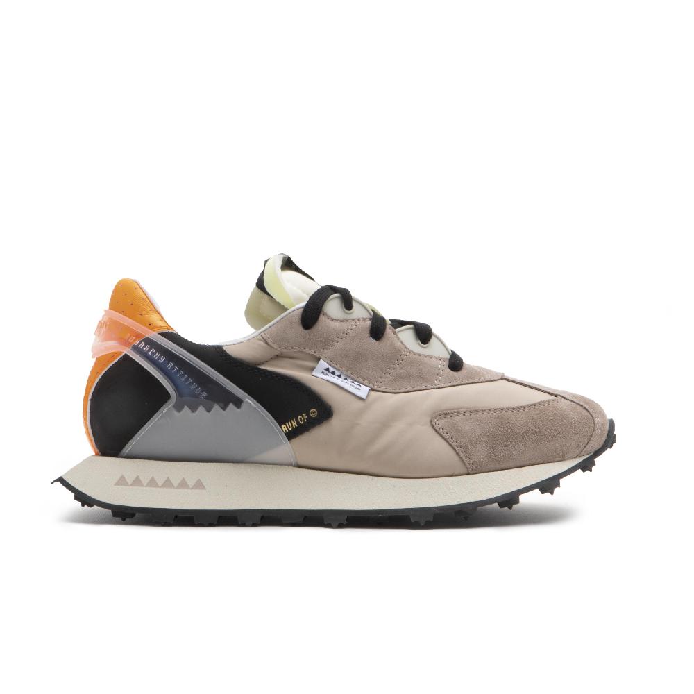 RUN OF Iberica sneakers in pelle scamosciata e nylon con talloncino arancione Spedizione Gratuita