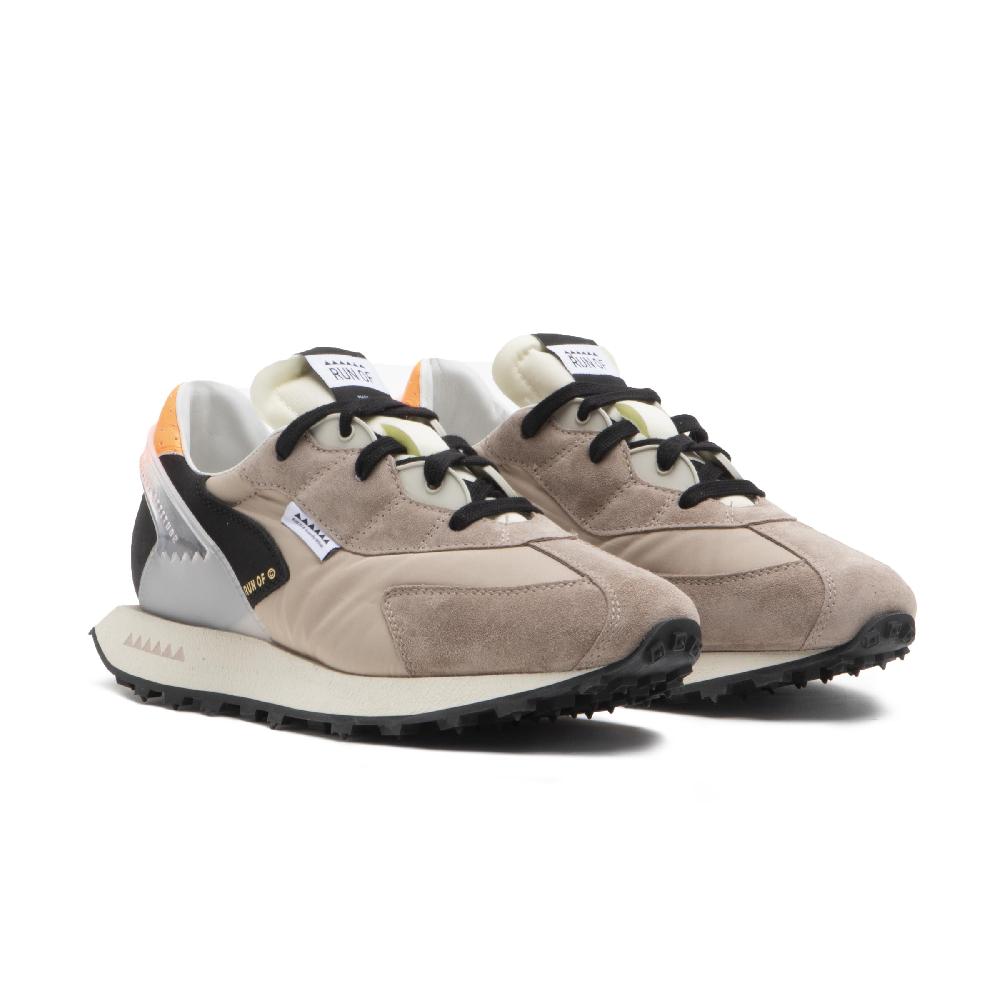 RUN OF Iberica sneakers in pelle scamosciata e nylon con talloncino arancione Spedizione Gratuita