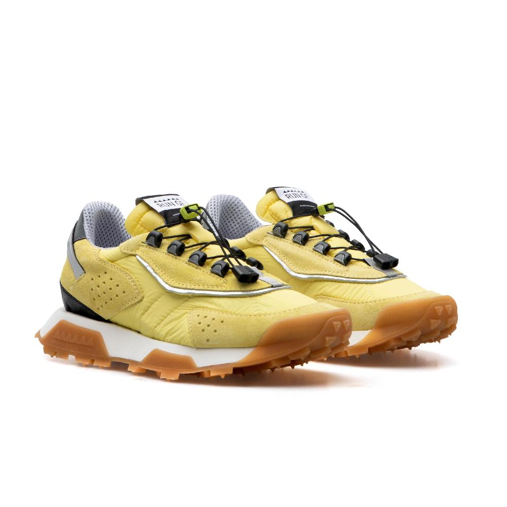 RUN OF Hill sneakers in pelle scamosciata e nylon giallo con sistema di allacciatura rapida Consegna Veloce