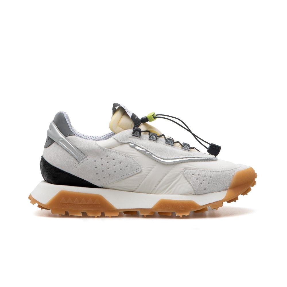 RUN OF Path sneakers in pelle scamosciata bianca e nylon con sistema di chiusura rapida Promozione Limitata